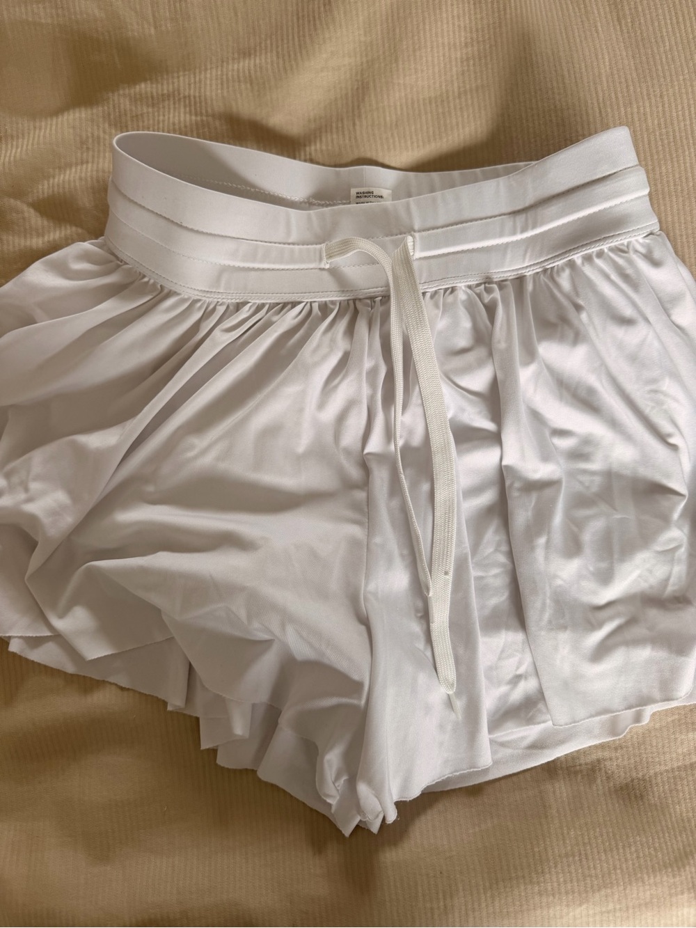 Women’s White Drawstring Athletic Shorts